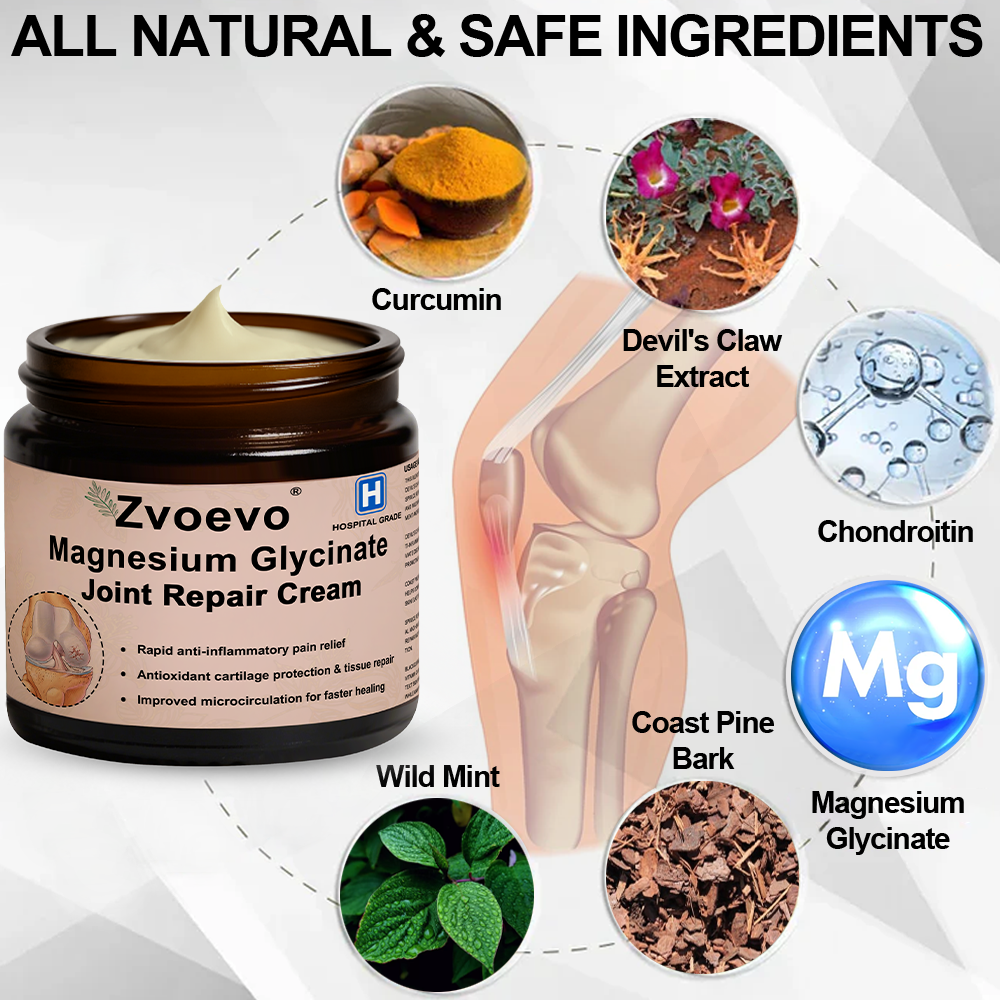 ✅Zvoevo® Magnesium Glycinate Joint Repair Cream (Effective relief for arthritis, nerve pain, rheumatic conditions, muscle spasms, and sports injuries)